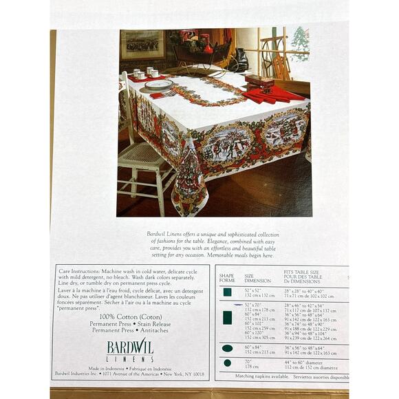 Bardwil Linens Christmas Tablecloth “Dickens Christmas” Design 52”x70” NOS 1990s - Picture 5 of 9